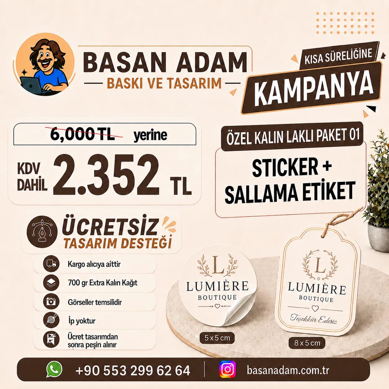 700 gr extra kalın laklı sallama etiket ve sticker bir arada.